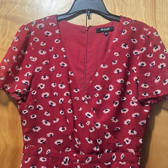 Light Flaws Madewell Red Floral Dress Size 0 - Picture 3 of 13